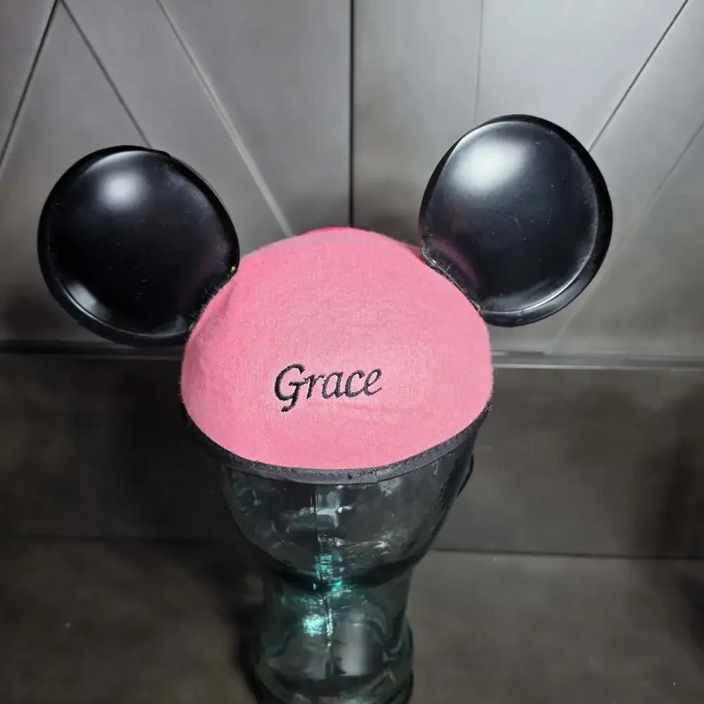 Walt Disney World Minnie Mouse Pink Ears Youth Hat Disney Parks Embroider GRACE